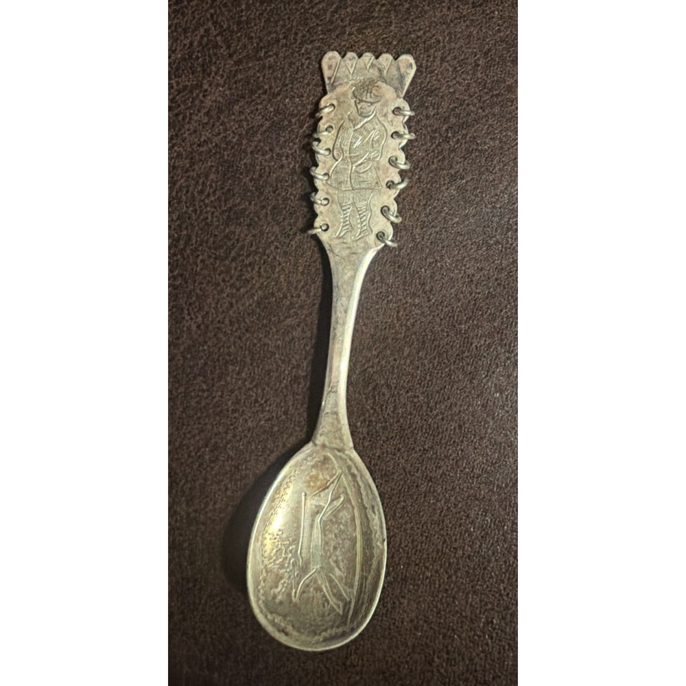 1848 Carlson K & EC Spoon Sterling Silver Reindeer Viking 4 1/4" Long